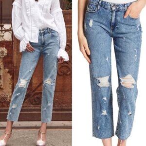 Paige Noella Westlyn Destroyed Jeans Womens 26 Blue Denim Stonewash Stretch